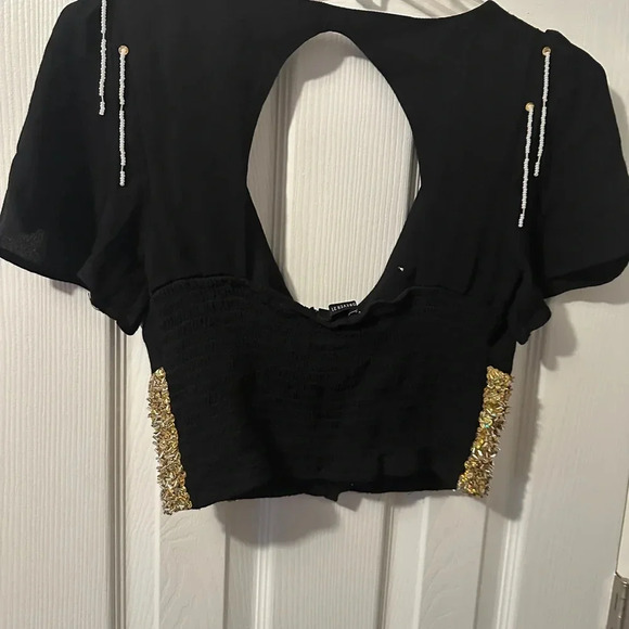 Forever 21 Corset Sequined Crop Halter Top Lots Of Bling Size Medium - Picture 2 of 4